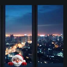 1 Pc Cute Furry 3d Effect Christmas Stickers, Stickers Of Santa Claus Lying On The Window, PVC Waterproof Car Stickers, Car Window Stickers