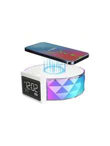 1 Pezzo Sveglia con Ricarica senza fili Veloce 15W, Sveglia Digitale con Altoparlante, Lampada da Notte per Camera da Letto, Luce Notturna RGB a 5 Colori, Modalità Snooze, Sveglie per Camera da Letto, Lampada da Comodino, Lampada Decorativa da Scrivania, Regali Creativi, Camera da Letto, Stagione Scolastica, Uffici (NB: La Funzione di Ricarica senza fili Supporta Solo Prodotti Compatibili con la Ricarica senza fili)