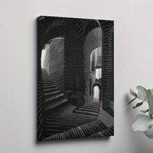 1PC Framed 30*40cm(12*16inch)Or40*60cm(16*24inch) M.C. Escher Surrealism Geometric Abstract Artwork Canvas Oil Painting Poster Wall Art Pictures Modern Home Interior Decor (14)