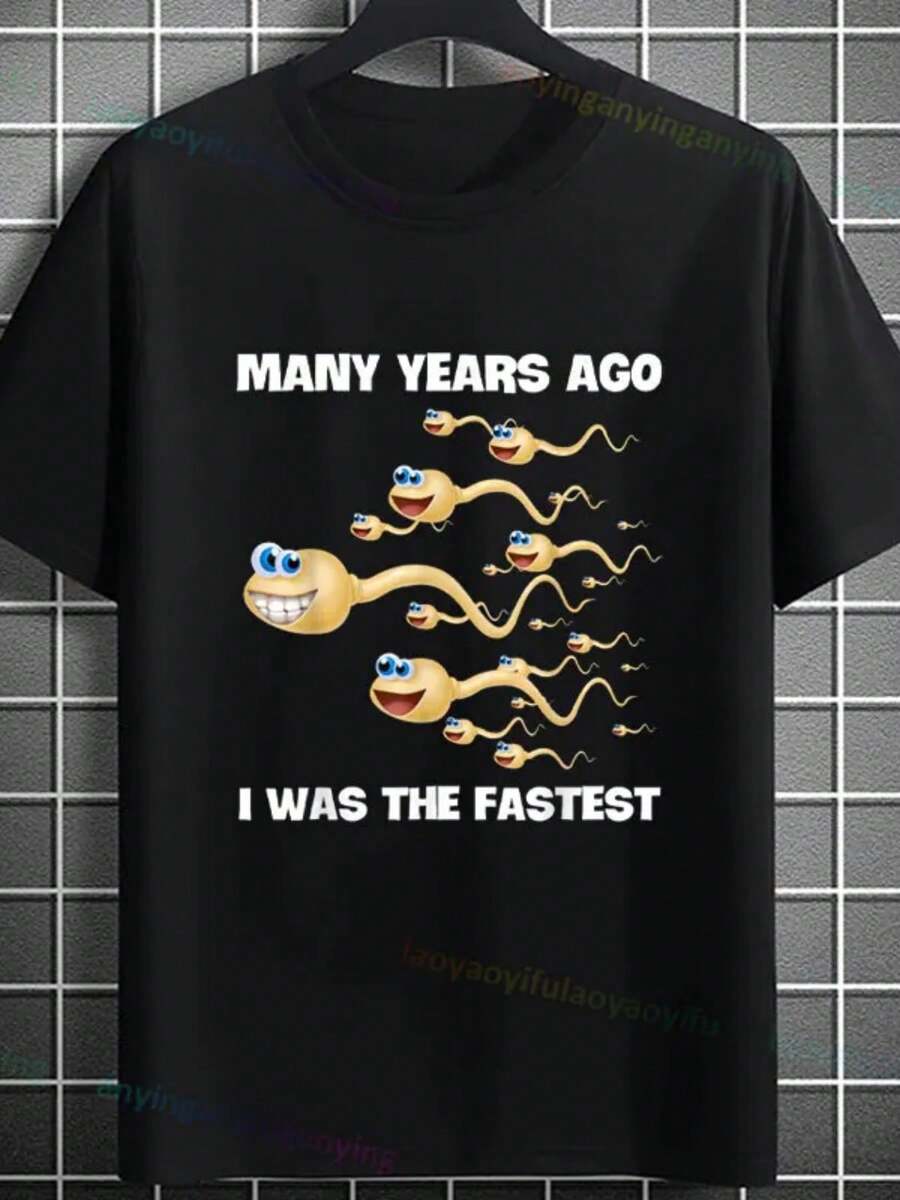 Many Years Ago I Was The Fastest Funny  Sarcastic Birthday T-Shirt And An Ideal Gift For Family - 黑色 - 查看 1
