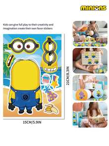 Minions Minions 8/16/24 Pcs Minions Theme Puzzle Stickers Suitable For Birthday Decorations, Cute Big Eyes, Creative Face-Changing Mobile Phone Luggage Stickers DIY Stickers, Suitable For Birthday Parties, Halloween, Christmas, Weddings, Theme Decoration Stickers