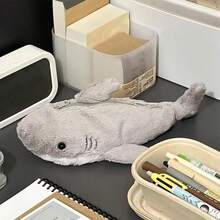 Estuche para Lápices de Peluche, Lapiceras Organizadoras, Estuche de Dibujos Animados, Funda de para lápices de tiburón,bolsa organizadora de papelería con cierre,bolsa de cosméticos portátil - tiburón - Ver 2
