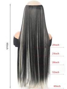 Clip In Hair Extensions 20-40 Inch Extra Long Straight Black Mixed Blonde Fake Hairpiece 5 Clips Synthetic Hair Extensions For Women Daily Use - Multicolor - View 3