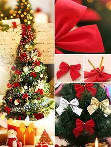 24 piezas Mini decoraciones de lazo navideño para el árbol de Navidad, lazos pequeños de 8 cm para manualidades del árbol de Navidad, decoraciones del hogar, regalos, DIY colgantes, decoraciones navideñas, decoración de invierno, decoración navideña del hogar, regalos de Navidad, decoración navideña