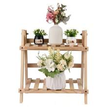 Estante de Madera de 2 Niveles para Plantas, macetas, Escalera, para Espacios pequeos, Salas de Estar, Balcones y Esquinas.