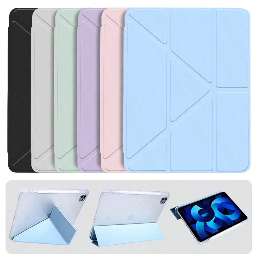 Case Compatible With IPad 10th Generation 10.9 Inch 2022/IPad (A16) 11th Generation 11 Inch 2025/IPad Air 4th/5th, IPad Pro 2020/2021/2022/2024, Slim Stylish Clear IPad Case With Pencil Holder, Multi Angles Folding Y-Shaped Stand Cover