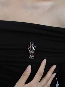 1pc Gothic Style Crystal Rhinestone Claw Brooch, Suitable For Women On Halloween, Birthday, Date, Party, Holiday, Casual Wear