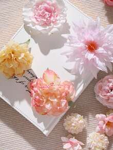 20/40pcs Artificial Flower Material Package Fake Flower Silk Flower Diy Handmade Headdress Garland Material Wedding Flower Pain Bag Valley Beauty Decoration - Pink Series - View 10