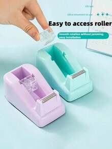 4pcs Creative Desk Tape Dispenser - Cute & Fashionable Office Desk Tape Cutter With Non-Slip Base - Suitable For Office And Home Use, Multiple Colors Available, Essential For Back To School Season - View 4