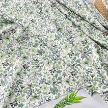 Soft & Skin-Friendly Light Green Floral Printed Fabric, Widely Applicable For Fashion Apparel, Home Decoration, And Various DIY Projects - Green - View 1