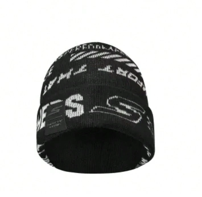 Skechers Unisex Reversible Warm Beanie Hat, Versatile For Autumn/Winter - Black and White - View 1