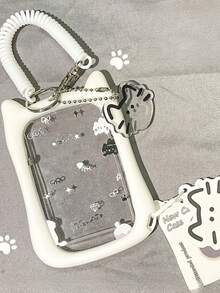 1 件 返校透明亚克力身份证卡夹硅胶防摔照片卡夹猫咪透明亚克力身份证卡夹钥匙扣