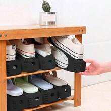 10 Zapateras Organizador Doble de Plstico, Zapatera Organizador de Ranura para Zapatos, Apiladores Zapatos, Ahorrador de Espacio 4 Niveles Inclinacin para Tenis y Sandalias - 10 - Ver 8