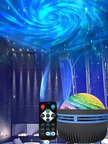 Galaxy Swirl 投影燈，USB 供電 LED 遙控小夜燈，動態漩渦天花板燈，適用臥室、客廳、派對裝飾 - LED星漩渦燈 - 查看 8