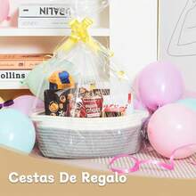 5 Piezas Canastas Organizadoras con Asa,Cesta Organizadora de Algodón,Caja Cestas de Almacenamiento,para Baño de Tela para Organizar Estantes,Baño,Juguetes,Clóset,Ropa,Maquillaje - Marrón + Blanco - Ver 10