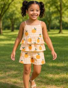 Conjunto Ciganinha Balone e Shorts Infantil Menina - Pêssego - Visão 4