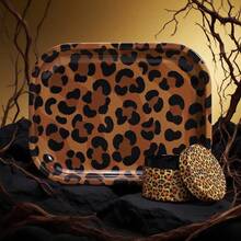 Leopard Pattern Rolling Tray Set, Includes 180*140mm Rolling Tray, 4-Layers Aluminum Alloy Grinder |  Smoking Accessories Kit, For Friends, Families, And Smokers - Beo - Xem 4