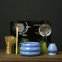 1 件/5 件陶瓷抹茶碗套装，包括抹茶搅拌器支架、日式抹茶搅拌器、抹茶勺、茶道用具礼盒 - 彩色 - 查看 11