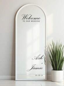 1 pezzo - Adesivi per specchio personalizzati per matrimonio, cartello di benvenuto all'ingresso del matrimonio, adesivo in vinile personalizzato per specchio, decorazione per cartello di matrimonio, decalcomania fai-da-te per matrimonio, incisione personalizzata su specchio, articoli per matrimonio, decorazione per matrimonio - Multicolore - Visualizzare 2