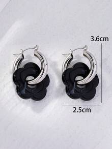 1 对复古树脂镂空几何花卉耳环，时尚简约小众卡通琥珀豹纹花朵耳坠，适合女性派对佩戴 - 查看 11