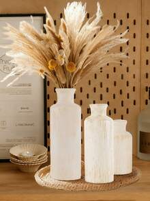 1 PIEZA Juego de jarrones cerámicos beige minimalistas. Estos jarrones con textura pueden contener flores frescas/secas, ideales para mesas de noche, alféizares de ventanas, aportando un toque acogedor y natural a dormitorios y salas de estar. Perfecto para amantes de la decoración del hogar con estilo bohemio-chic. Decoración de habitación, jarrón de flores, jarrón de vidrio