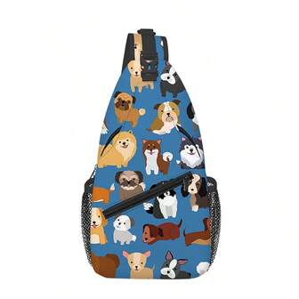 Söt valpmönster med tryck - Bröstväska för daglig förvaring - Julklapp