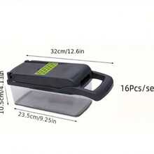 HOMEFINESSE 16-In-1 Multifunctional Vegetable Chopper With 8 Blades Portable Stainless Steel Cutter For Salad Garlic & More Kitchen Gadgets Cooking Kitchenware Cutting Green Utensils Watermelon Cutting Tool Chicken Shredder Slicer Kitchen Accessories