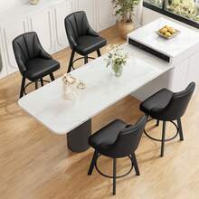 GIKPAL 24" Counter Height Swivel Bar Stools Set Of 2, PU Leather Upholstered Counter Barstools With Solid Wood Legs And Backs For Kitchen Island, Home Bar, Black-PU - 黑色-PU-2pcs - 查看 6