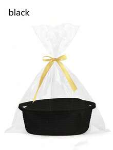 1 Set Of Pink Woven Storage Baskets And Transparent Gift Bags, Made Of High-Quality Woven Materials, Suitable For Storing Small Items And Making Gift Baskets. It Is A Must-Have For Birthdays, Storage Enthusiasts, And Delicate Girls. Suitable For Occasions Such As Birthdays, Christmas, Holiday Gift Giving