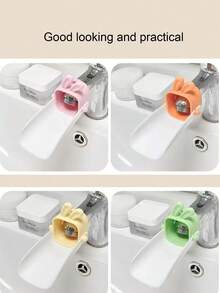 Extensor de grifo de PP con diseño de dibujos animados, duradero y a prueba de salpicaduras, con control de flujo de agua suave, fácil de instalar, extensión universal para lavabo, conejo de dibujos animados, extensión de grifo de silicona a prueba de salpicaduras, guía de lavabo, extensor de grifo, extensor de manija de lavabo