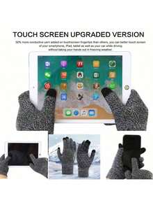 1 Paar berührungsempfindliche rutschfeste gestrickte Handschuhe, warm und schützend für Outdoor-Radfahren im Winter, einfarbig aus Polyester