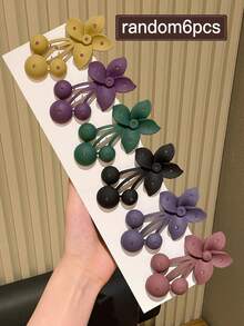 6pcs Elegant Rhinestone Flower Shaped Hair Clips, Bohemian Style Fashion Accessory For Daily Use Claw Clips Hair Claws Hair Barrettes, Vacation Outfits Woman, Looks Of Party - Multicolor - View 8