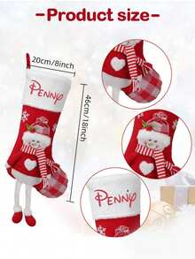 LICVIC 1pc Personalized Christmas Stockings With Name-18 Large Red Custom Name Family Christmas Stocking