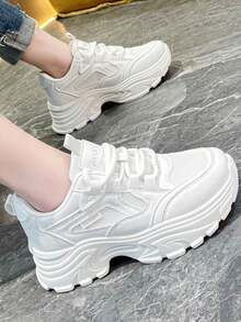 Flipark Platform Old Chunky Sneakers For Women, Thick Sole Casual Sports Small White Shoes, Spring/Autumn 2025