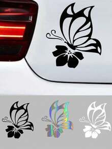 ملصق سيارة بتصميم زهرة الفراشة، ملصق فراشة عاكس للخزان النفطي والنوافذ والمصد، مقاوم للماء ومقاوم للخدش قطعة واحدة