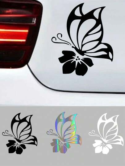 ملصق سيارة بتصميم زهرة الفراشة، ملصق فراشة عاكس للخزان النفطي والنوافذ والمصد، مقاوم للماء ومقاوم للخدش قطعة واحدة