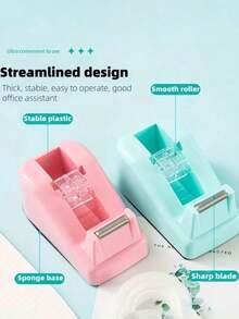 4pcs Creative Desk Tape Dispenser - Cute & Fashionable Office Desk Tape Cutter With Non-Slip Base - Suitable For Office And Home Use, Multiple Colors Available, Essential For Back To School Season - View 5