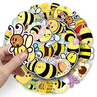 50张可爱卡通勤劳蜜蜂贴纸跨境儿童奖励贴纸萌装饰手机壳贴
