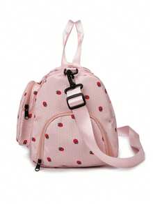 Corduroy Luggage Bag, Strawberry Travel Bag For Girls, Lightweight Handbag Shoulder Bag, Multifunctional Sports Gym Bag