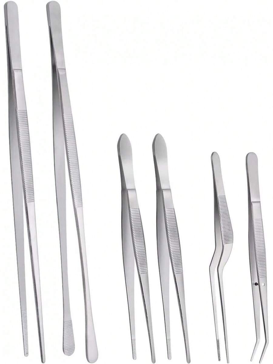 Pinzas de cocina profesionales largas con puntas redondas y curvas para agarrar y manipular alimentos - plata - Ver 1