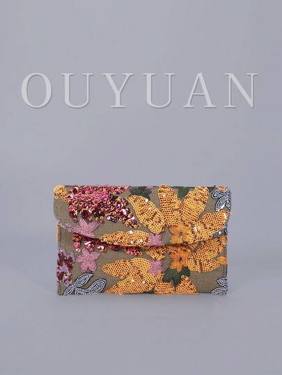 Embrague de sobre bordado con lentejuelas, bolso de mano de moda para mujer con patchwork de lentejuelas, bolso de fiesta y noche, corte aleatorio, adecuado para mujeres, adecuado para fiestas, bodas, galas, etc., combina perfectamente con vestidos de fiesta, vestidos de noche y vestidos de lentejuelas. Bolso brillante de lentejuelas, elegante embrague de moda para mujer.