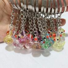 24 Pcs Plastic Mixed Color Duck Keychains Tiny Ducks Keychains Duck Party Favors Backpack Decor