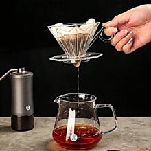 1 pieza Taza de filtro de café hecha a mano, octagonal de diamante, mango anti-escaldadura, material PCTG reforzado, alta transparencia, embudo de taza de filtro de café, ranura de desviación cónica triangular, olla de compartir ajustada, durable, resistente a caídas y fácil de limpiar, utensilios de café profesionales simples y de alta calidad