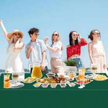 WNINK 6 Pack Dark Green Plastic Tablecloths 54" X 108" Rectangular Table Covers For Weddings, Bridal Showers, Birthdays, Parties - Silver - View 5