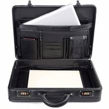 Expandable Attache Case Dual Combination Lock Hard Side Briefcase