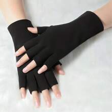 New Autumn/Winter German Velvet Fingerless Gloves, Half-Finger, No-Finger - Black - View 11