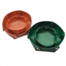 2 件圆形 PU 皮革收纳盒，简约风格桌面入口珠宝化妆品收纳托盘