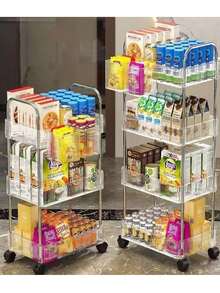 A Transparent 2/3/4/5-Layer Wheeled And Armrest-Equipped Small Trolley, Capable Of Multi-Level Storage And Organization Of Household Items And Miscellaneous Items Such As Snacks And Small Notebooks - Multicolor - View 6