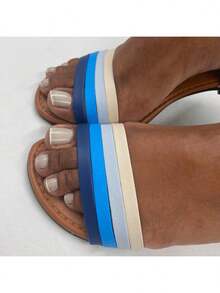 Women Flat Sandals - Màu xanh lam - Xem 5