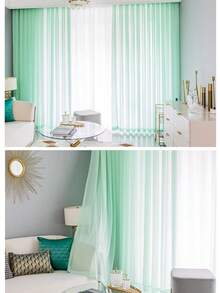 1pc Rod Pocket Sheer Curtain For Kids Room/Nursery, Light Filtering & Dust Proof - Multicolor - View 8